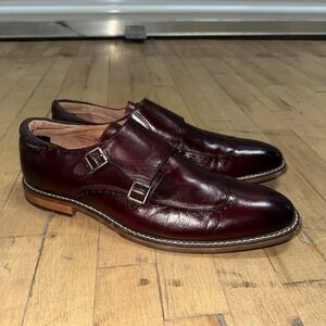 Stacy Adams Farwell Mens 12M Loafers Burgundy Monk Strap Slip On Dress Shoes